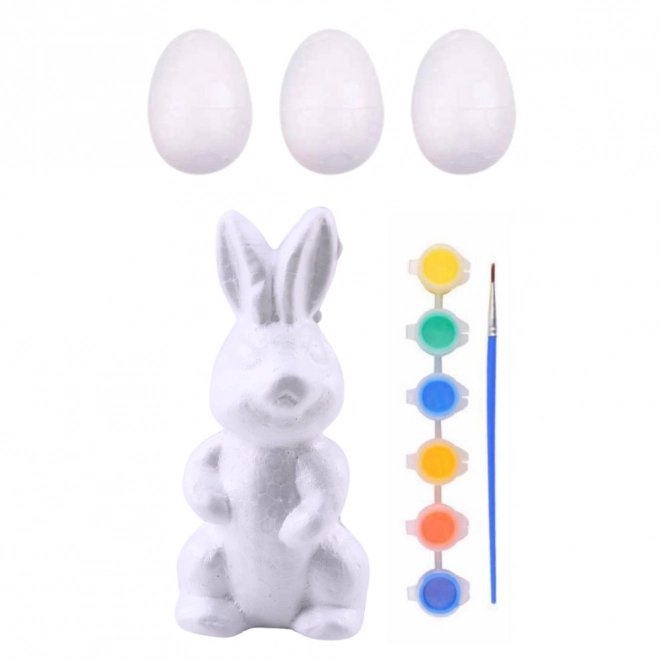 Kit di Pasqua uova di polistirolo con figura di coniglio e colori