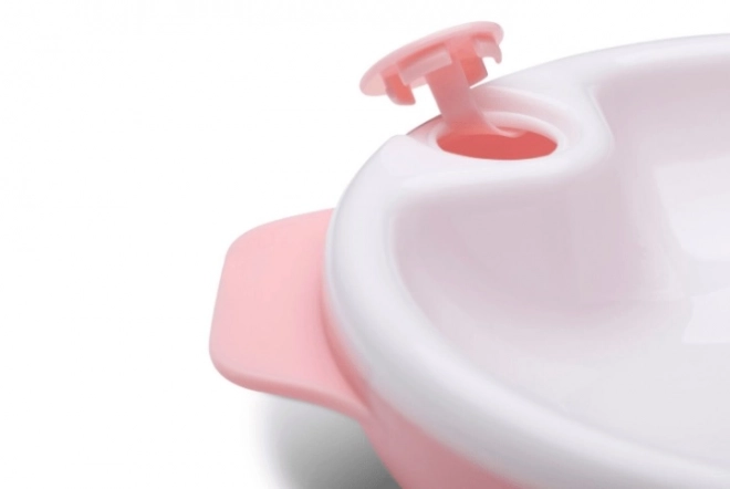 Set piatto termico con cucchiaio in silicone e tazza, rosa pastello