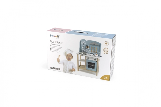 Cucina in legno blu per bambini