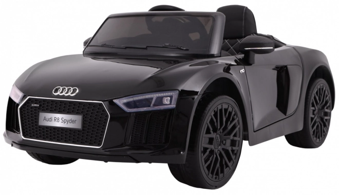 Audi R8 Spyder Batteria nera + Telecomando + EVA + Partenza lenta + Radio MP3 + LED diodo