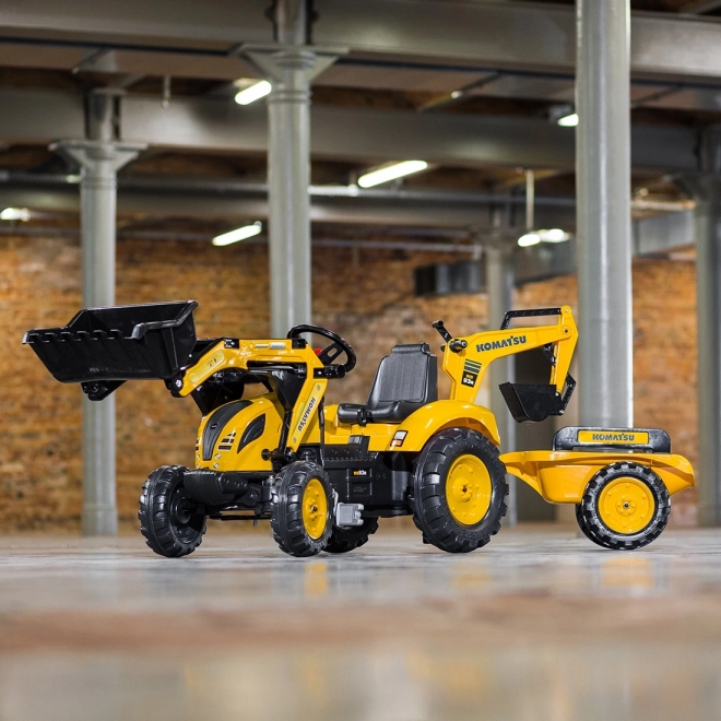 Trattore a pedali Komatsu con benna anteriore e posteriore e rullo