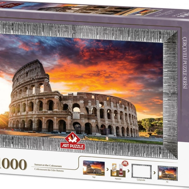 Puzzle tramonto sul Colosseo con colla e cornice 1000 pezzi