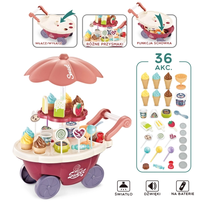 Carrello Woopie con gelati e dolci con melodia e luci
