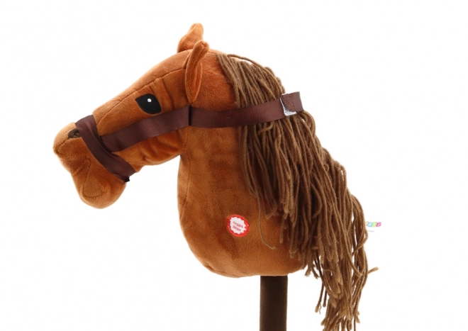 Cavallo Di Peluche Con Bastone Hobby Horse Marrone Con Suoni