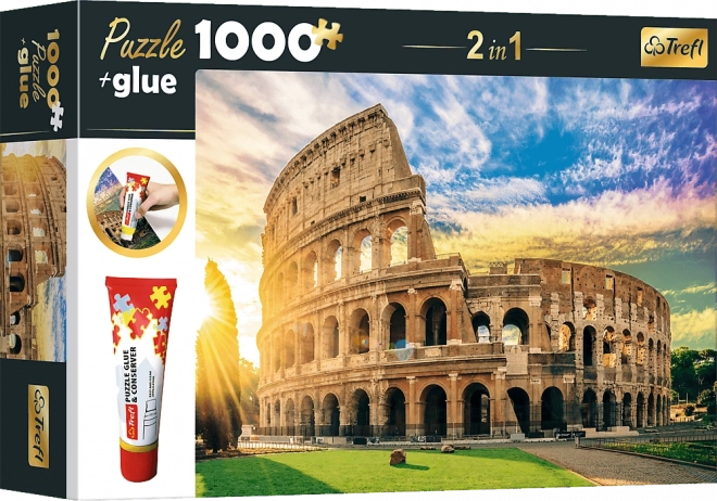 Trefl Puzzle 2in1 Anfiteatro di Flavio, Roma, Italia 1000 Pezzi con Colla