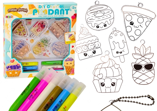 Kit Creativo Vetrate Pendenti Cupcake Pizza Ananas