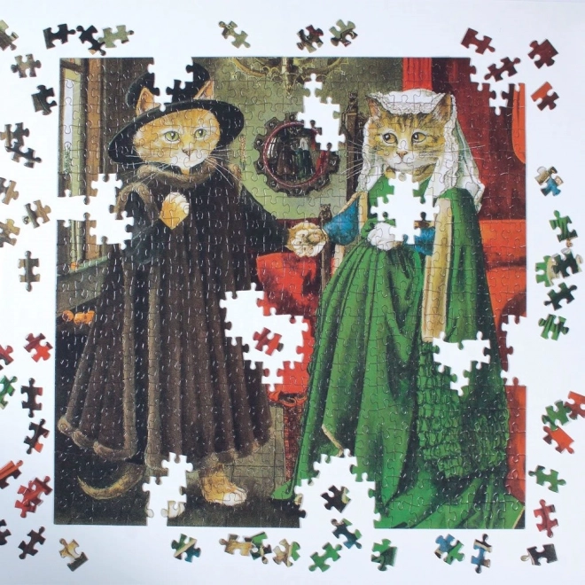 Puzzle meowsterpiece arnolfiniho matrimonio 500 pezzi