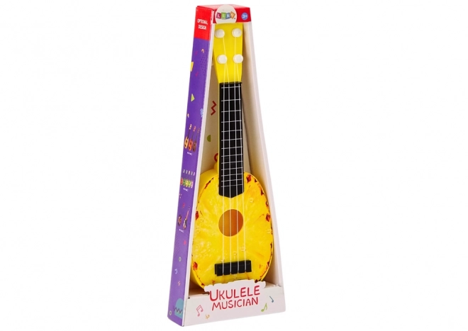 Ukulele per bambini giallo con motivo ananas