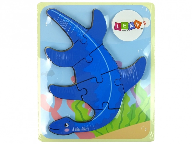 Puzzle in legno dinosauro pterodattilo rosa o pliosauro blu
