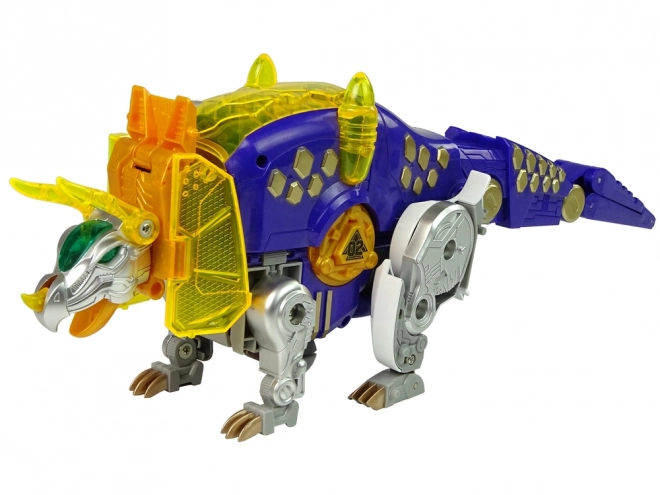 Triceratopo Dinobot Viola 2 in 1 con Pistola a Freccette e Bersaglio