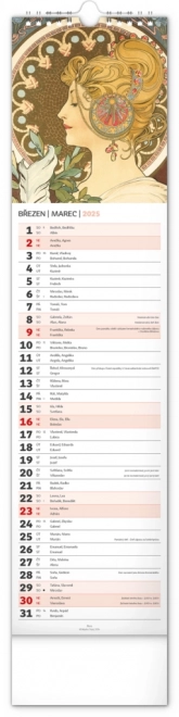 Calendario da Parete Alfons Mucha 2025