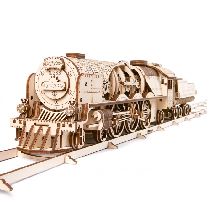 Locomotiva a tender meccanici in legno 3D Ugears