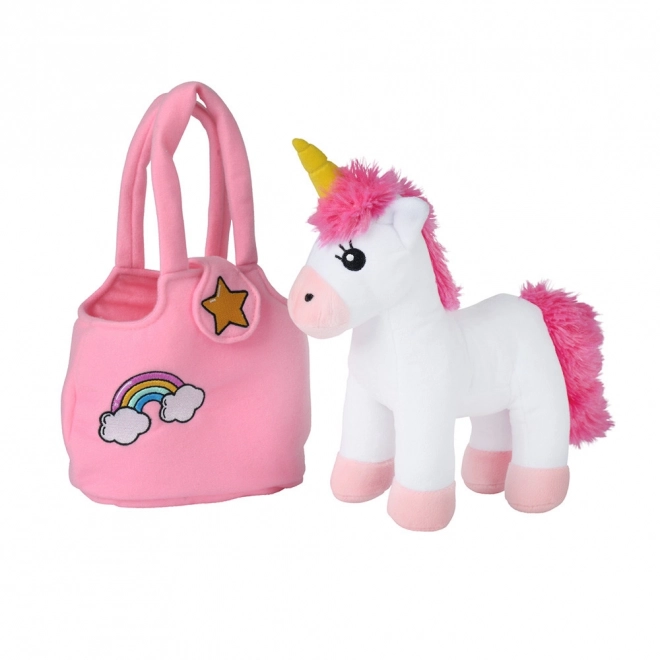 Unicorno di peluche nella borsa