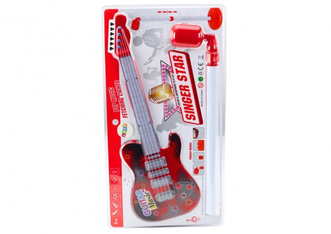 Set completo chitarra elettrica e microfono rossi per bambini