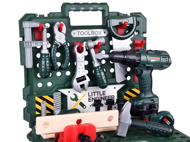 Set da lavoro per piccoli meccanici con trapano a batteria