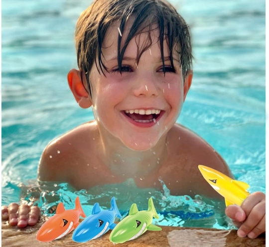 Set di 4 squali colorati per l'insegnamento delle immersioni per bambini
