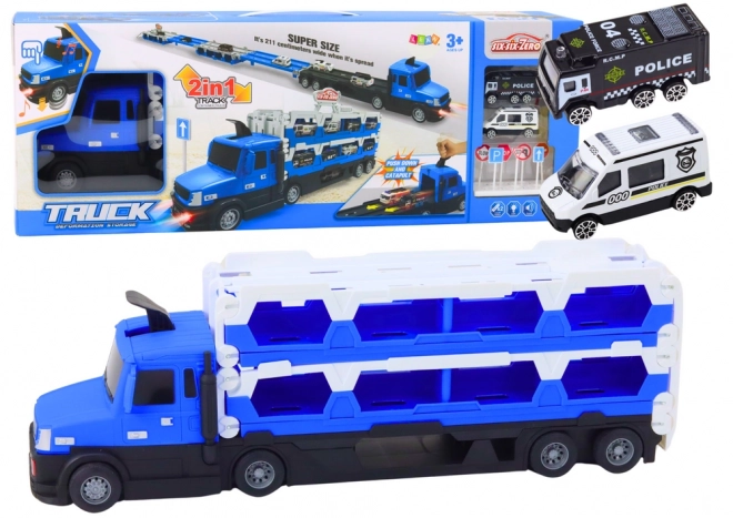 Grande camion da corsa 2 in 1 luci e suoni auto blu