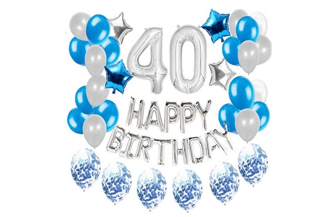 Set Palloncini Compleanno 40 Anni Argento Blu