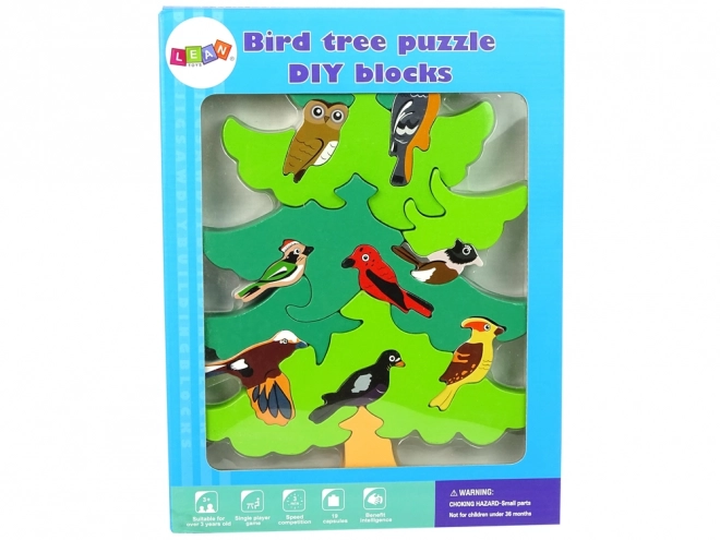 Puzzle Albero Forestale in Legno con Uccelli DIY