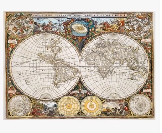 Puzzle in legno con mappa del mondo antica