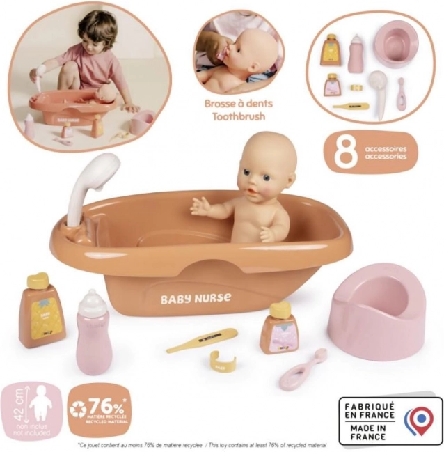 Vaschetta per bambole Baby Nurse con accessori