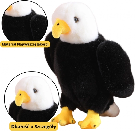 Aquila in peluche bianco-nera 25 cm