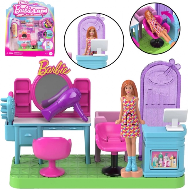 Barbie Mini BarbieLand - Salone di bellezza con bambola mini Barbie mobile