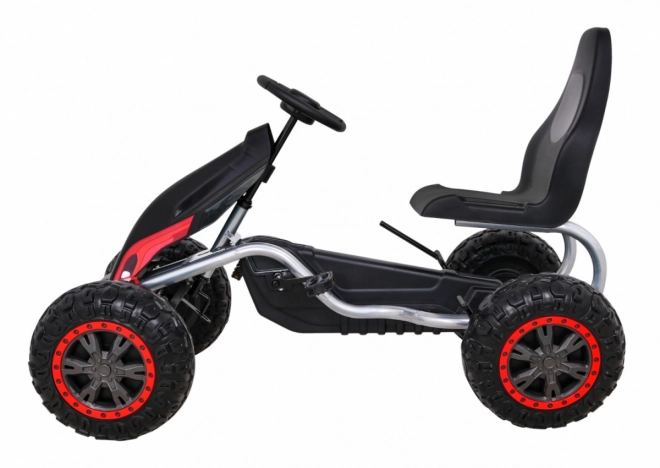 Grande kart a pedali forte per bambini nero + capacità di carico 100 kg + ruote in EVA + freno a mano + sedile sportivo