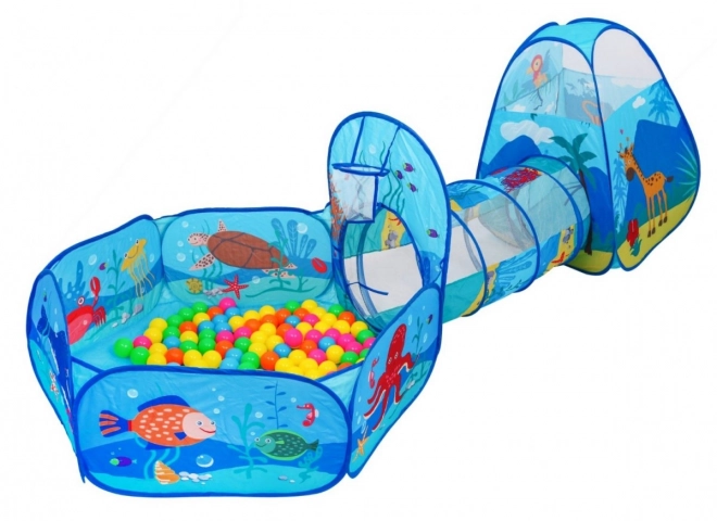 Area giochi 3 in 1 per bambini 3+ Tenda con tunnel e piscina con palline