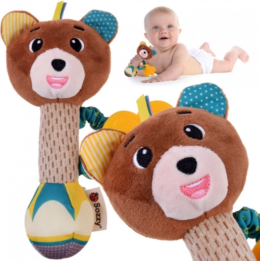 Sonaglio e massaggiagengive in peluche a forma di animaletto per neonati