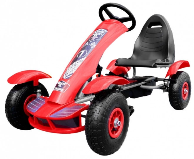 Kart da corsa a pedali XL per bambini 3+ Rosso + Ruote gonfiabili + Sedile regolabile + Ruota libera