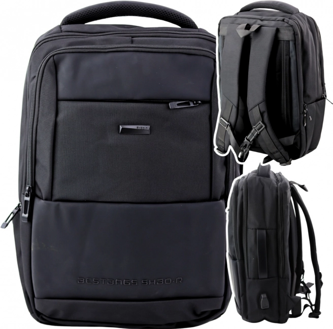 Zaino urbano con USB e cinghia pettorale nero 26L