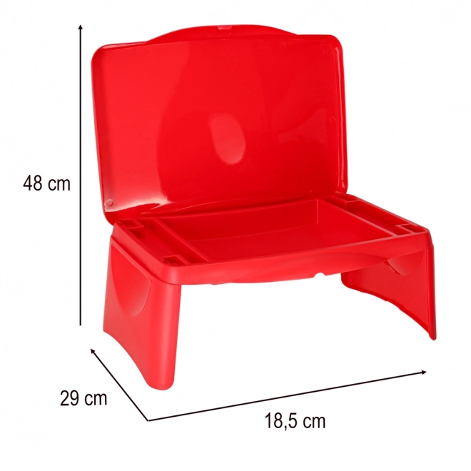 Tavolino da viaggio per bambini con vano portaoggetti rosso
