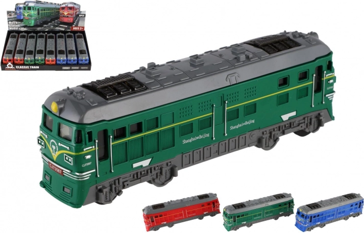 locomotiva in plastica 18 cm a inerzia, 3 colori
