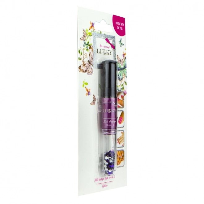 Smalto per unghie 2-in-1 con glitter carminio Lukky