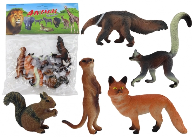 Set di 5 Animali Wiewióra Suricata Formichiere Volpe Lemure