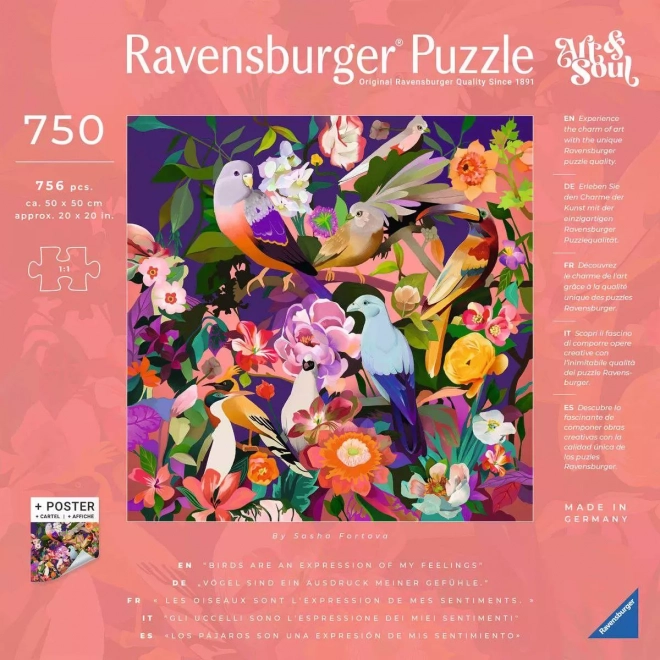 Puzzle quadrato Ravensburger Art & Soul: Birdwatching 750 pezzi