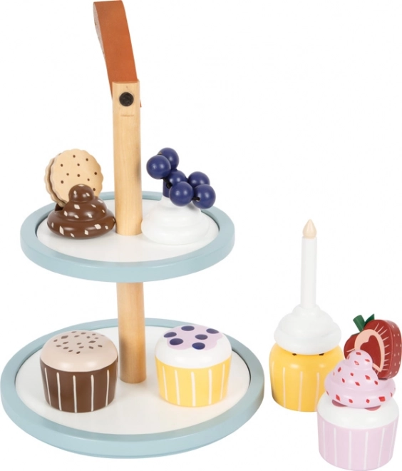 Stojan per cupcake in legno per cucina giocattolo