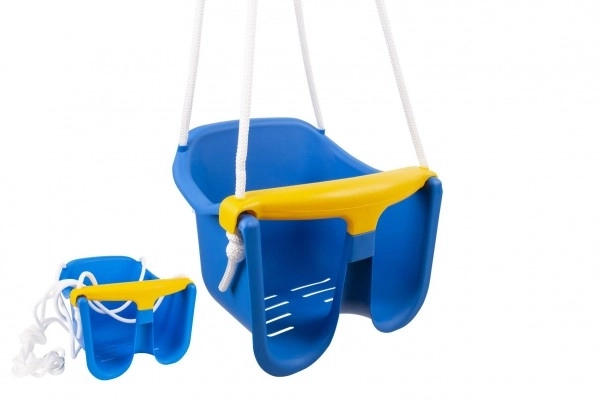 Altalena per Bambini Blu in Plastica con Barriera di Sicurezza – Blu