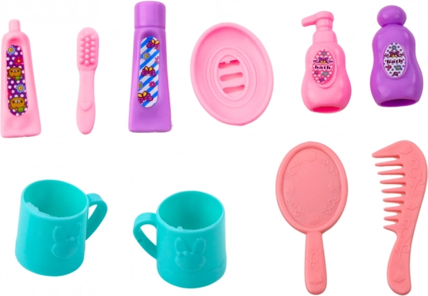 Set Mini Bambola Cura dei Capelli Vestito Rosa