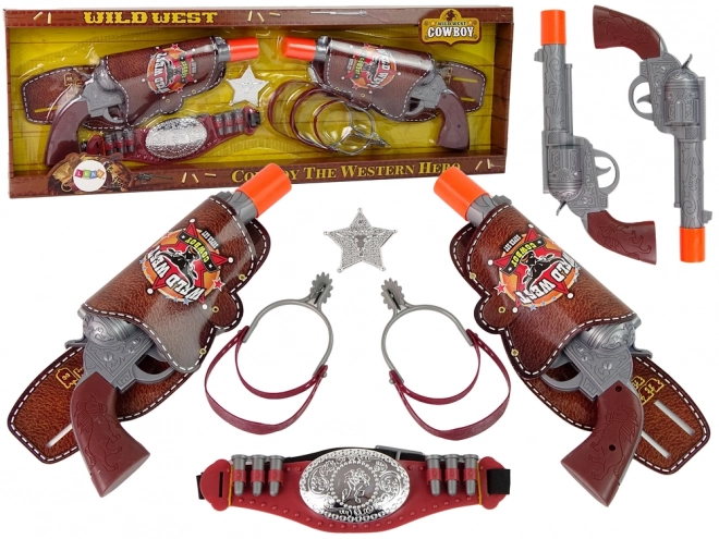 Set da cowboy per bambini con due pistole e accessori