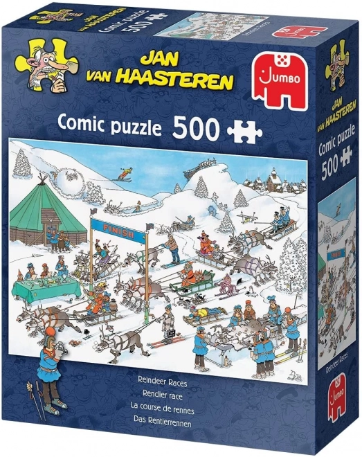 Puzzle da 500 pezzi Corsa delle renne di Jan Van Haasteren