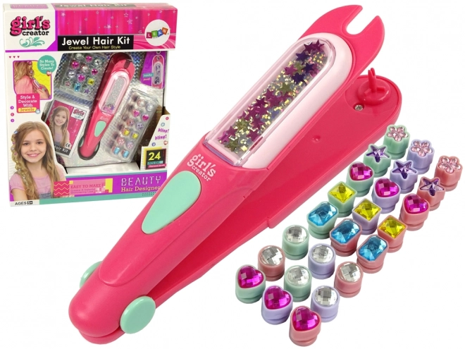 Set di decorazioni per capelli con applicatore e perline 24 pz
