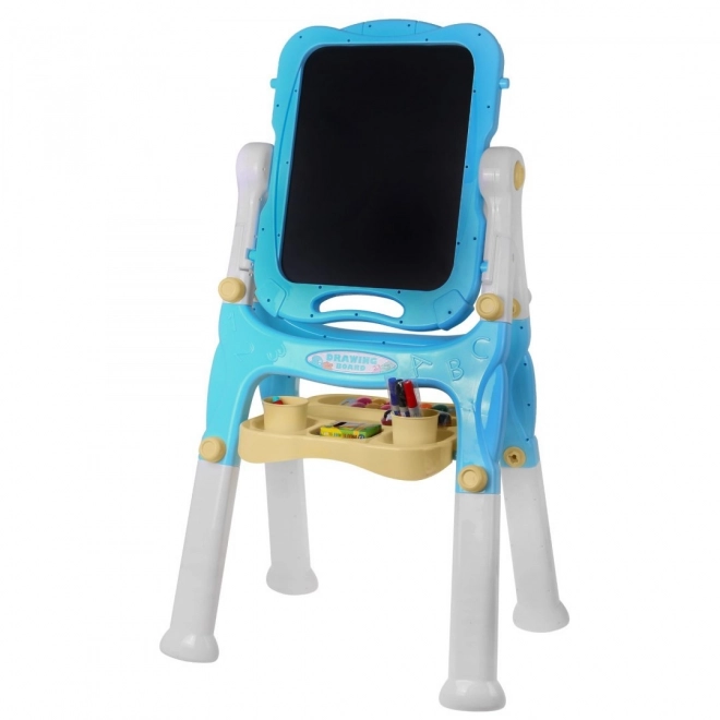 Grande Lavagna a Due Facce per Bambini 3+ Blu con Accessori Magnetici e Gessetto