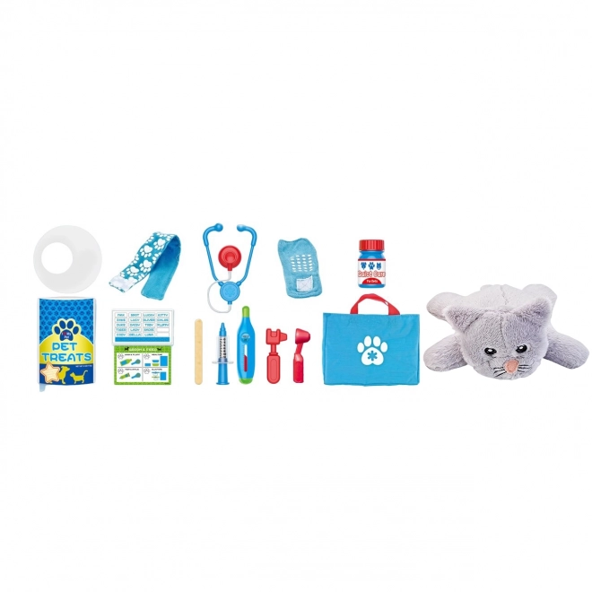 Set veterinario per bambini con gatto e borsa