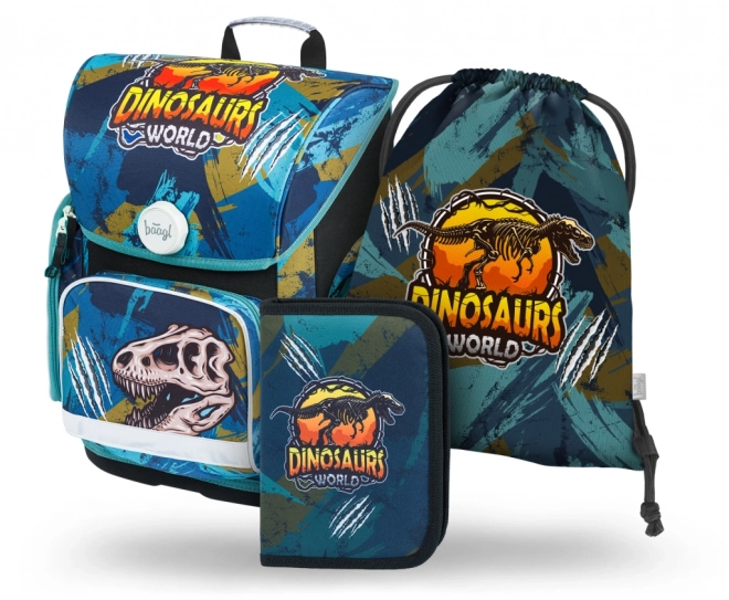 SET BAAGL 3 Ergo Dinosaurs World: cartella, astuccio, sacchetto