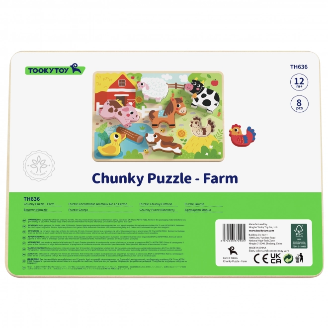 Puzzle in legno di animali della fattoria Montessori di Tooky Toy