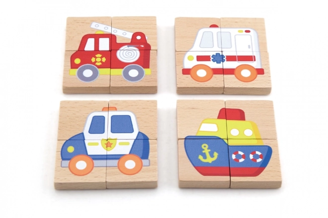 Puzzle magnetico in legno - mezzi di trasporto