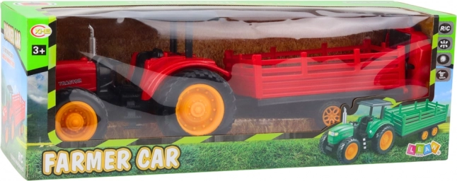 Trattore agricolo telecomandato con rimorchio rosso