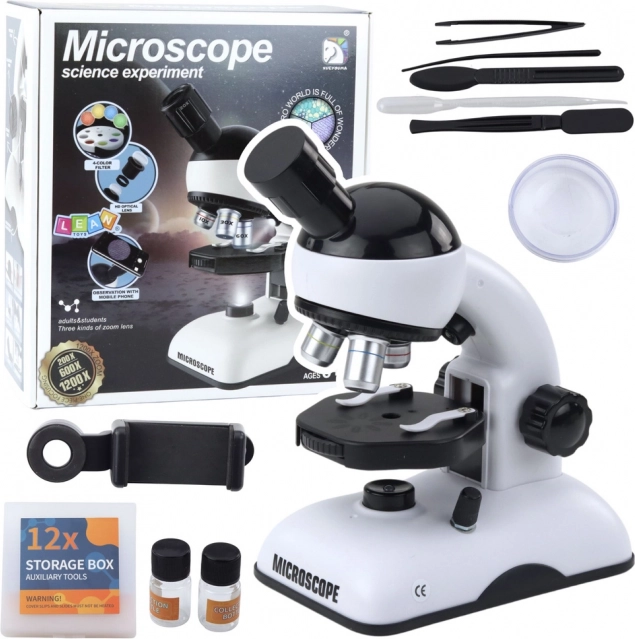 Microscopio educativo con supporto per telefono e accessori